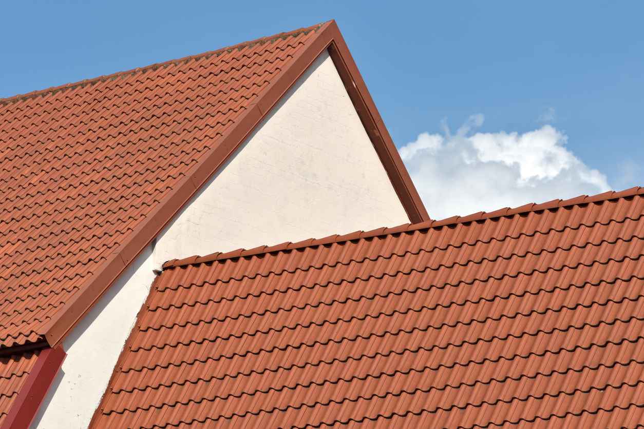 Red clay tiled roof background,