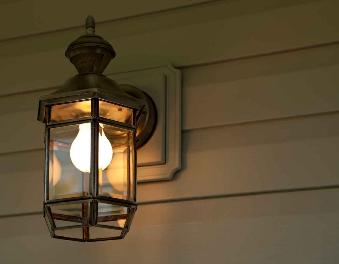Night time shoot of a porch light; Benefits of Outdoor Lighting